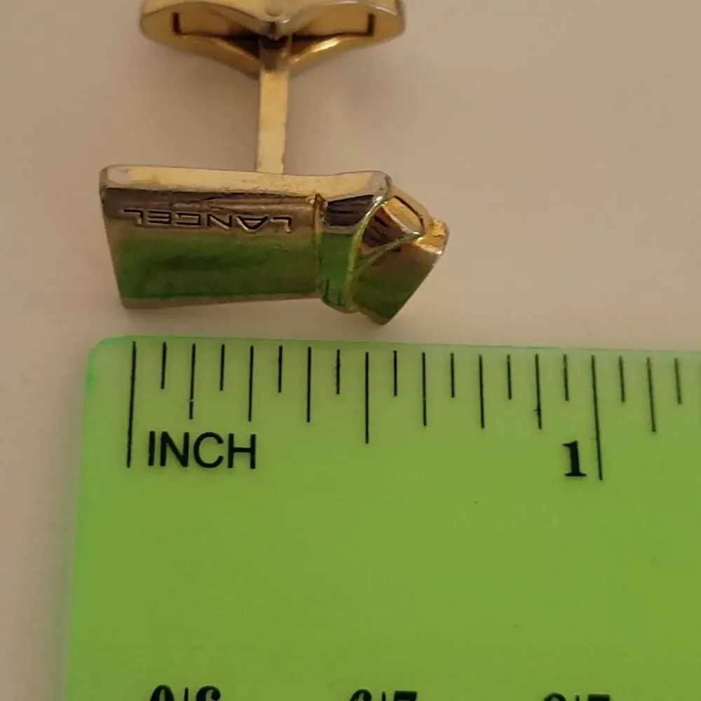 Lancel Paris French Gold Tone Logo Cufflinks Lot Of 2‎ Bundle Retro Designer